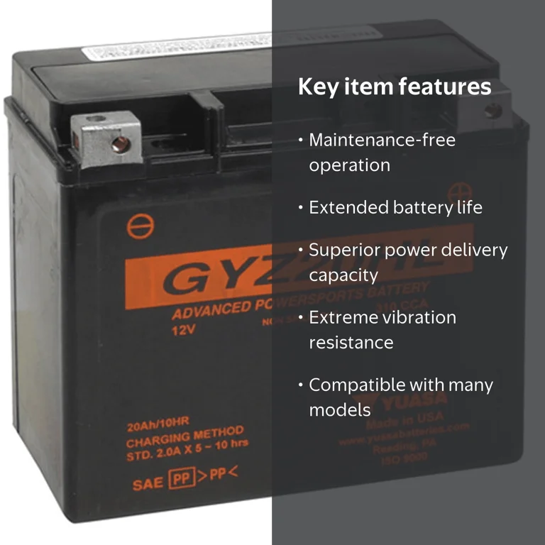 Yuasa, GYZ20HL 12 Volt Battery, Heavy-duty, Long Life - Walmart.com