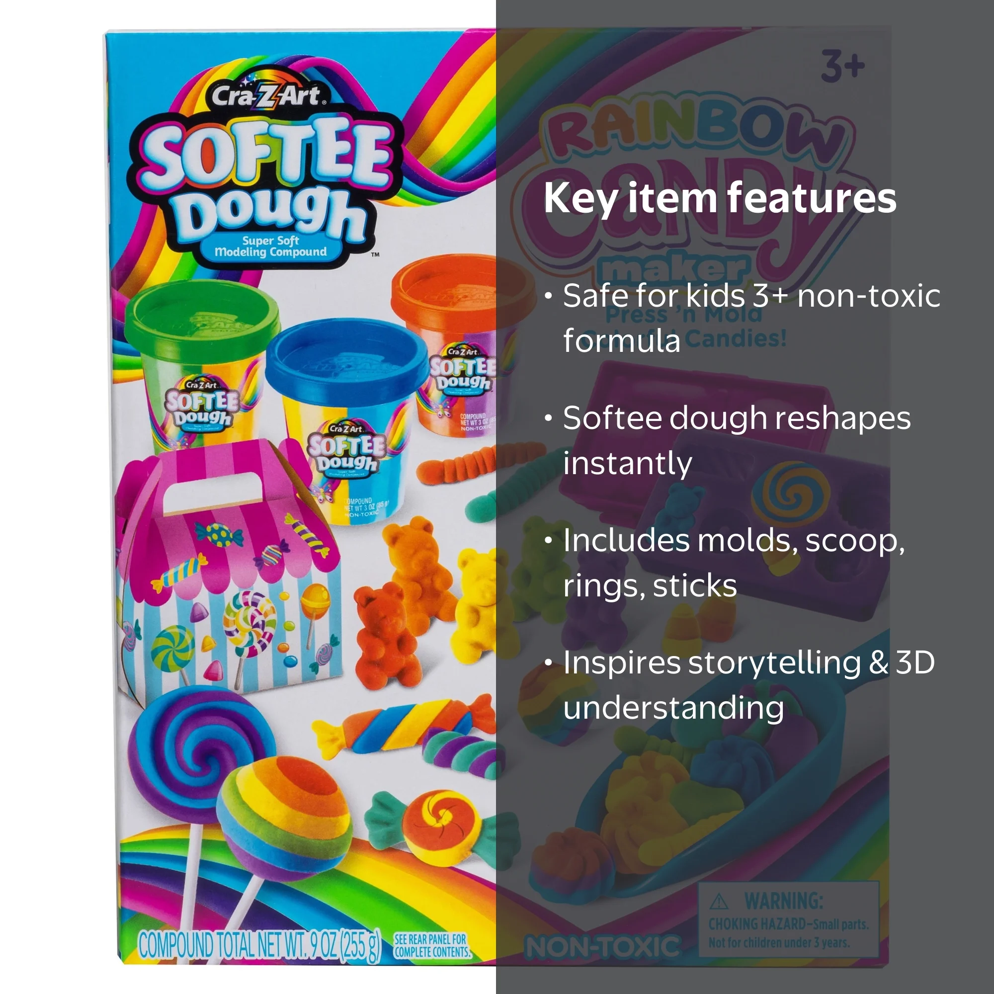 Cra-Z-Art Softee Dough Rainbow Candy Maker, Kids Play Dough Set