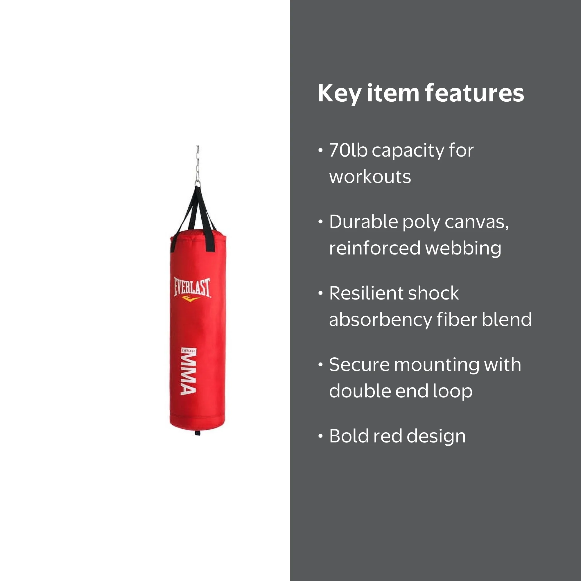 Everlast MMA Polycanvas 70 lb. Heavy Bag, Red - Walmart.com