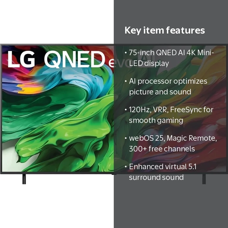 LG, 75 inch Class 4K UHDTV Smart LED LCD TV, 75QNED85AUA - Walmart.com