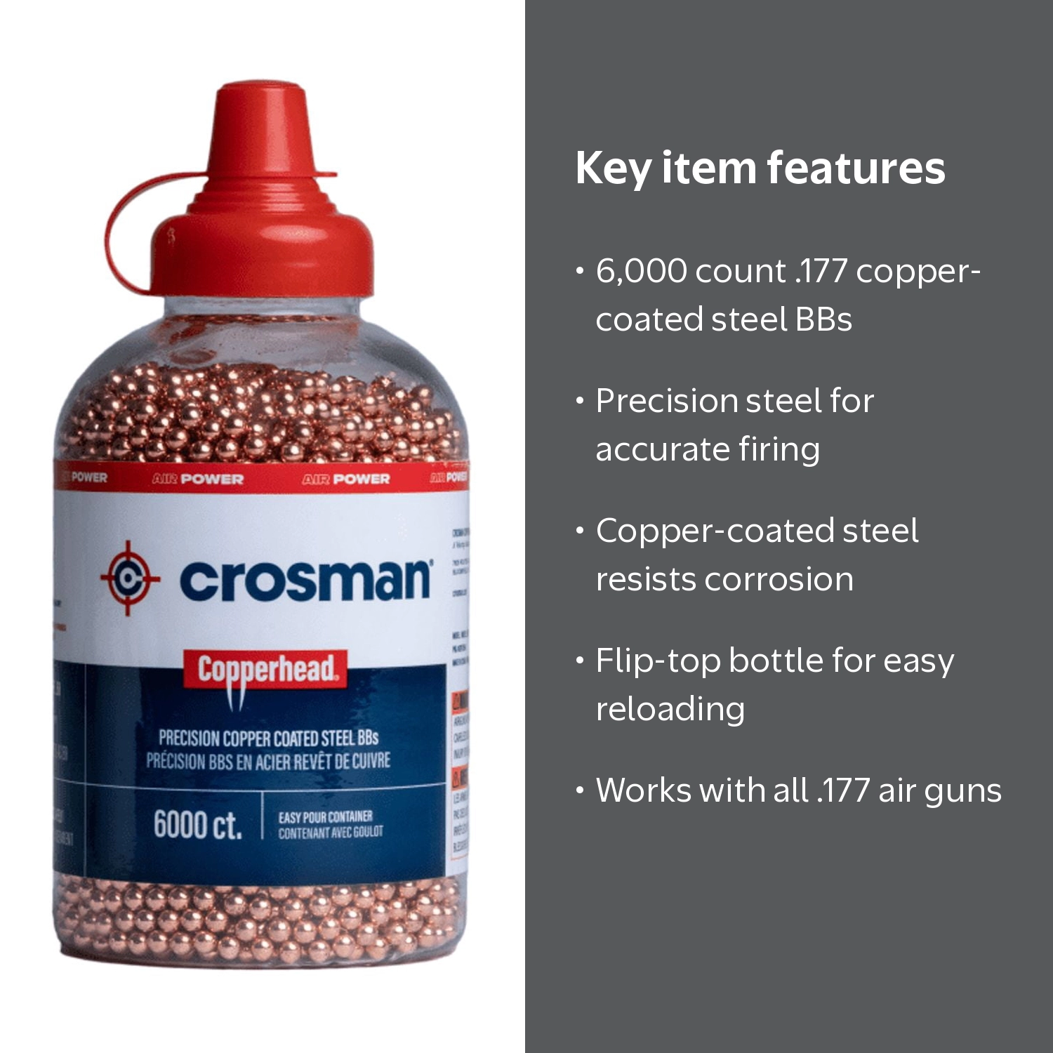 Crosman 6000 Count Copper BB, 07673PK, Steel BBs in Bottle