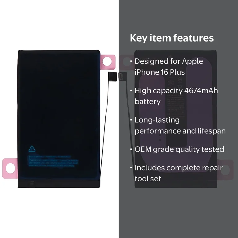 KIQ Replacement Battery For Apple iPhone 16 Plus(3.87V 4674mAh Li