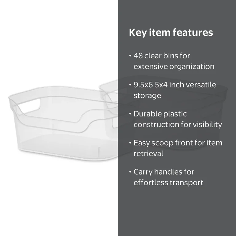 Sterilite 9.5 x 6.5 x 4 Inch Open Storage Bin with Carry Handles