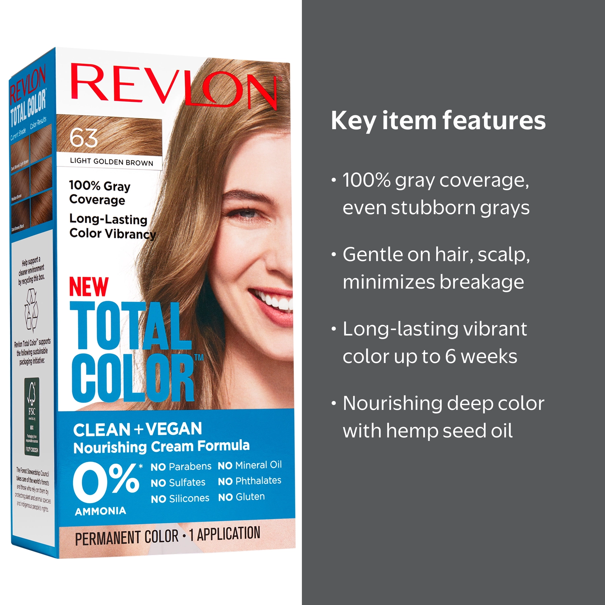 Revlon Total Color Permanent Hair Color, 63 Light Golden Brown