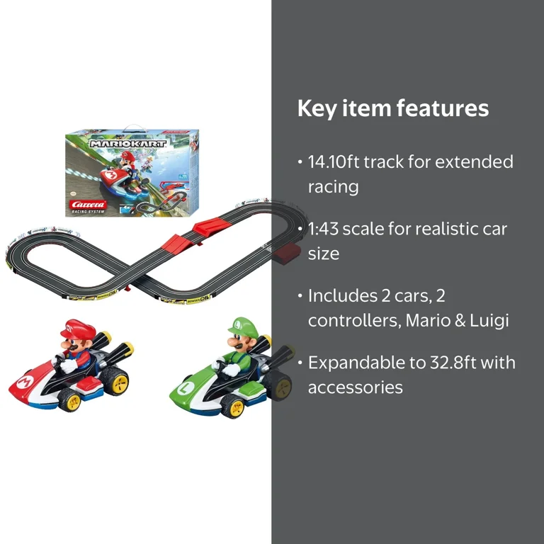 Carrera GO Mario Kart Slot Car Race Set - Mario vs. Luigi