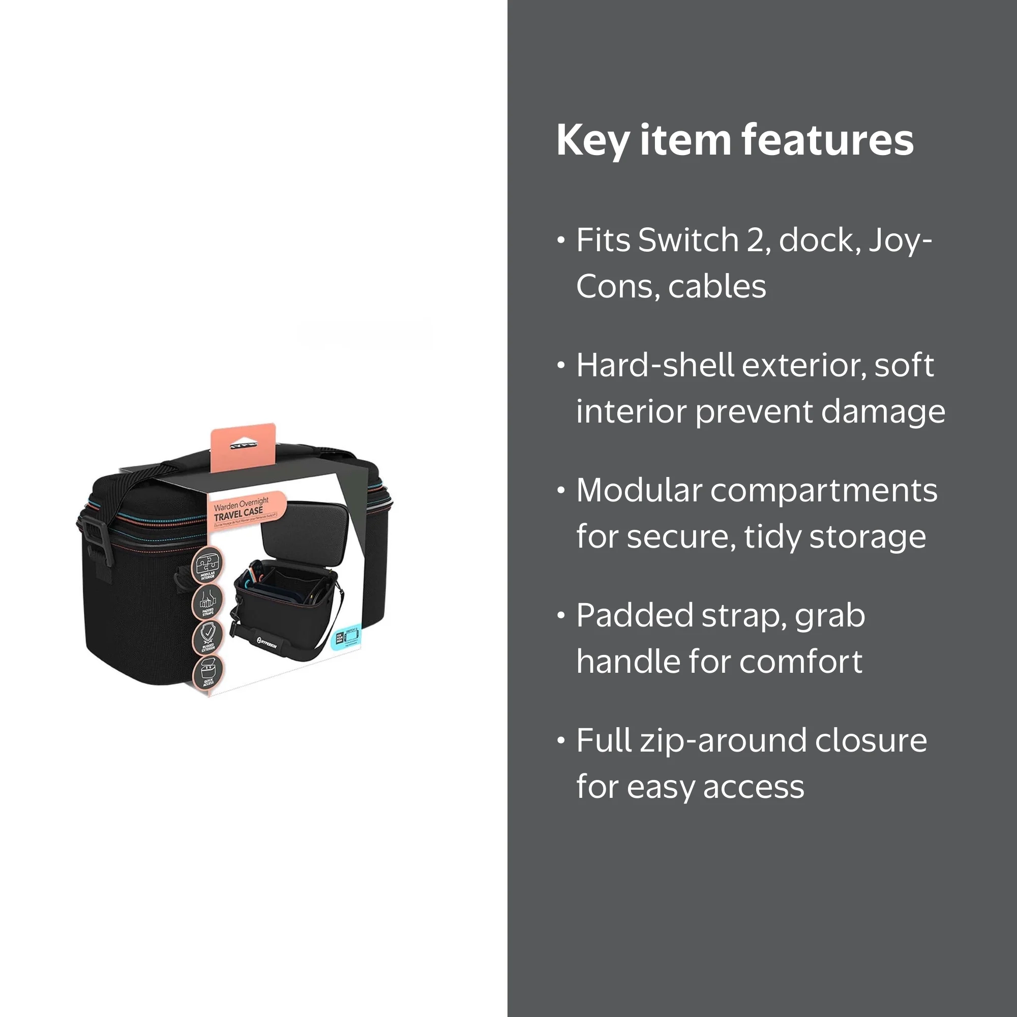 Hyperkin M07722 Warden Overnight Travel Case For Switch 2