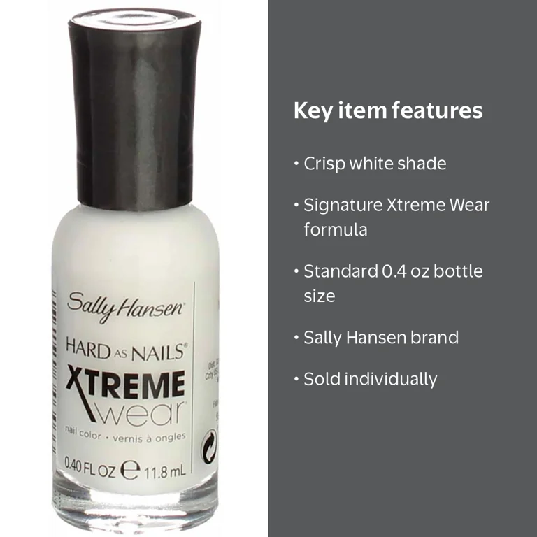 Sally Hansen Hard as Nails Xtreme Wear, White On [21], 0.4 oz