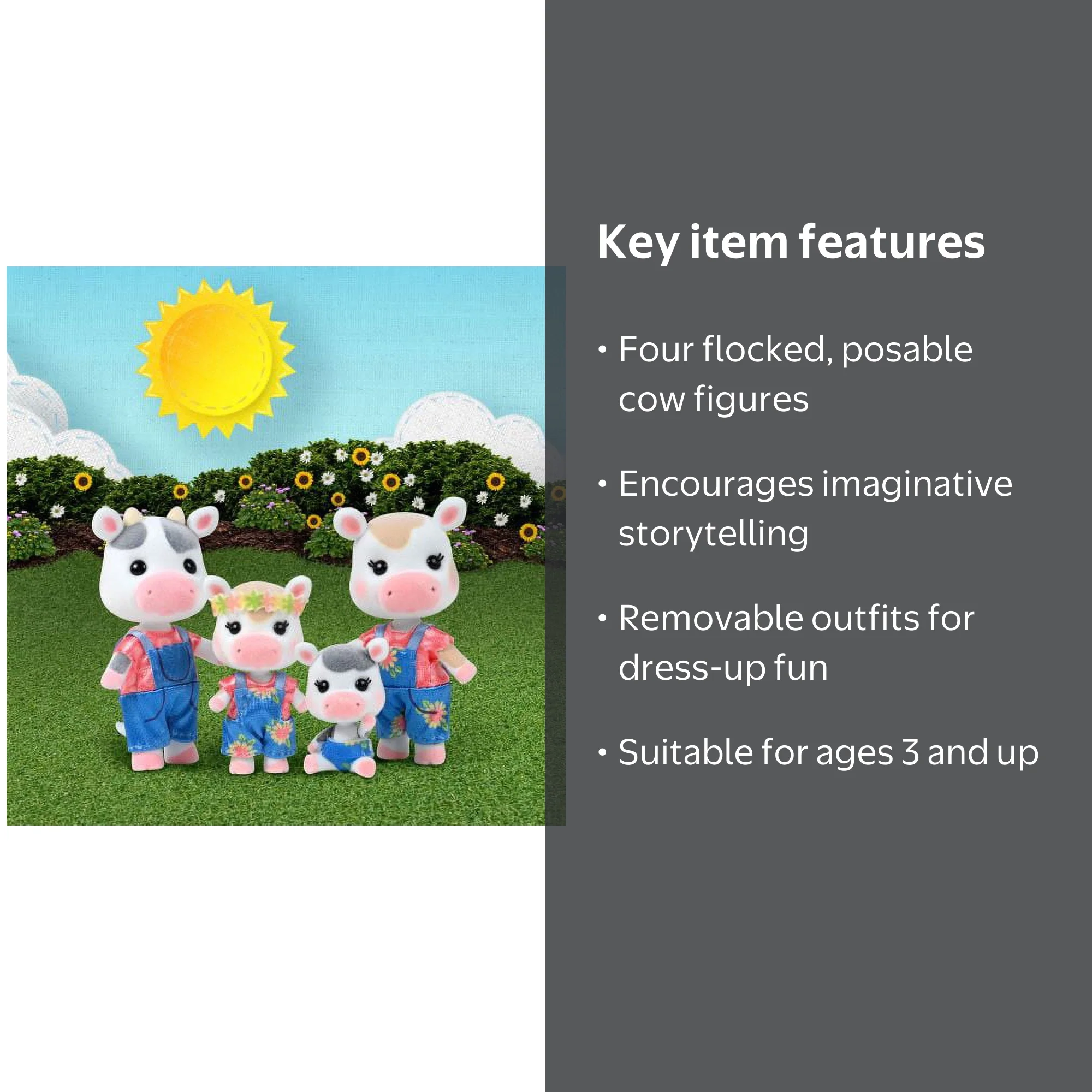 Honey Bee Acres The Cloverberrys Cow Family, 4 Miniature Doll