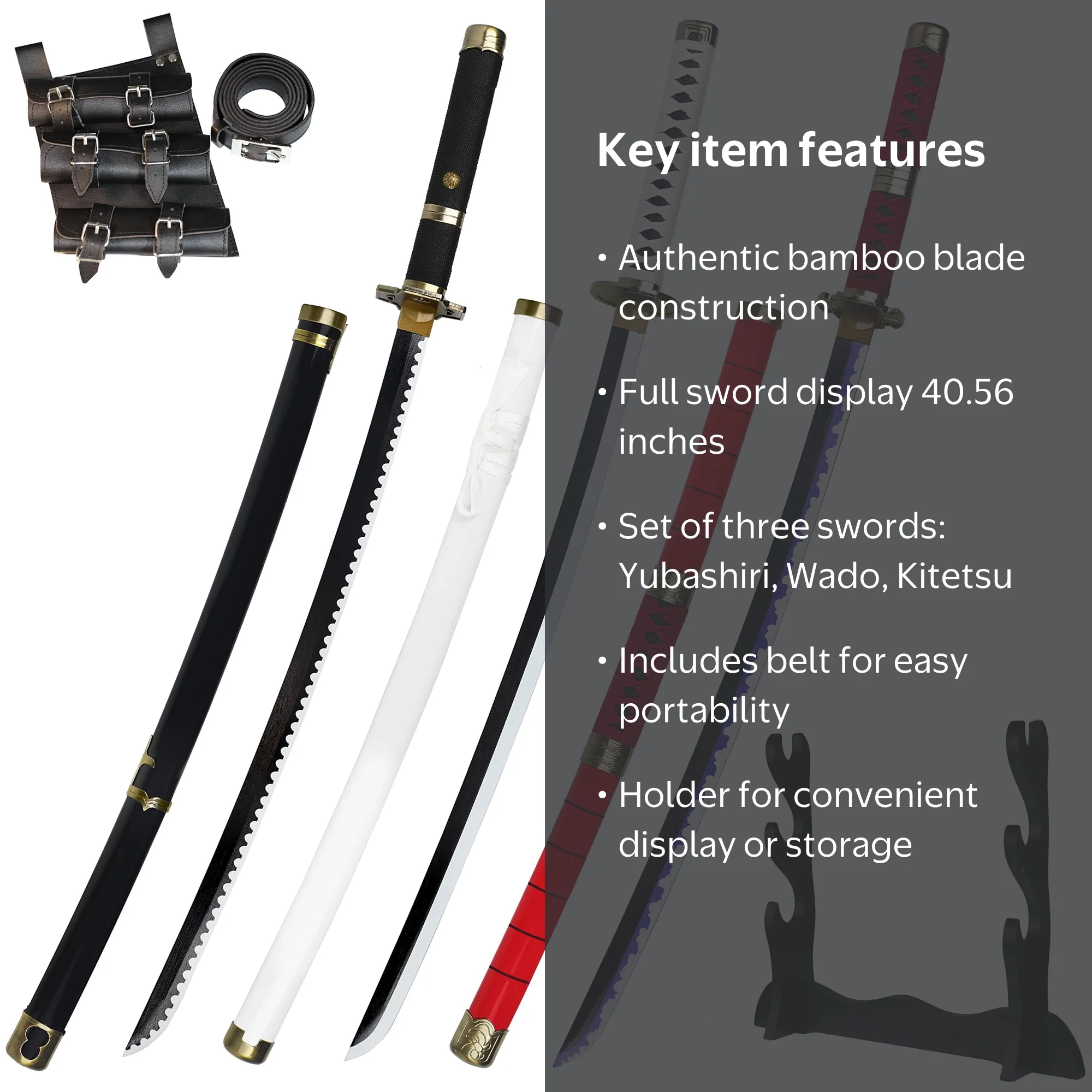 TAIQX Plastic & Bamboo Roronoa Zoro Sword Set - Walmart.com
