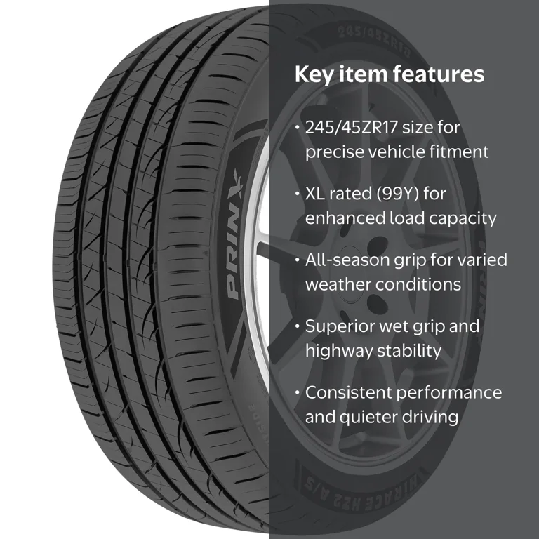 Prinx HiRace HZ2 A/S 245/45ZR17 99Y XL High Performance Tire for