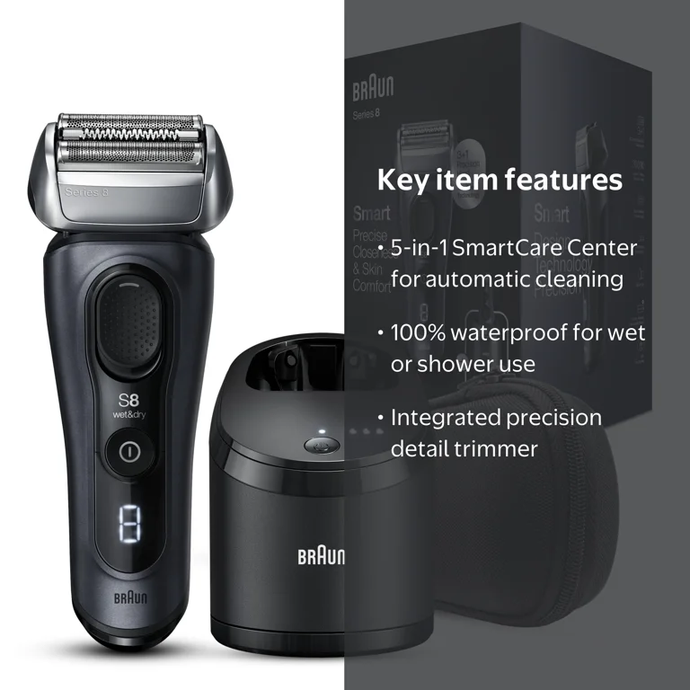 Braun Series 8 8453cc Electric Shaver, 40Â° Swiveling Head, Wet