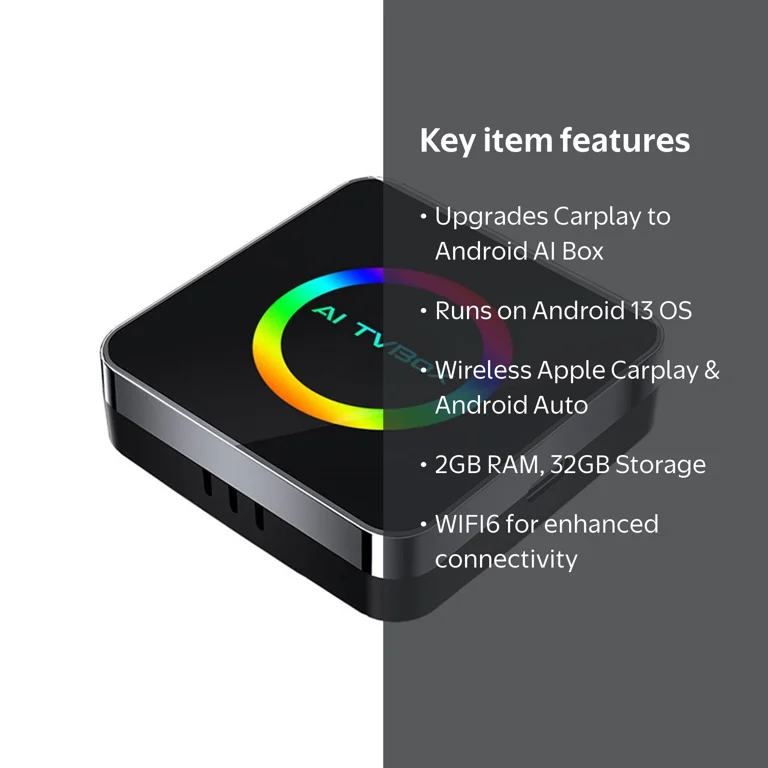 Android 13 Ai TVBox Ai Box Carplay WIFI6 2G+32G Wireless Carplay