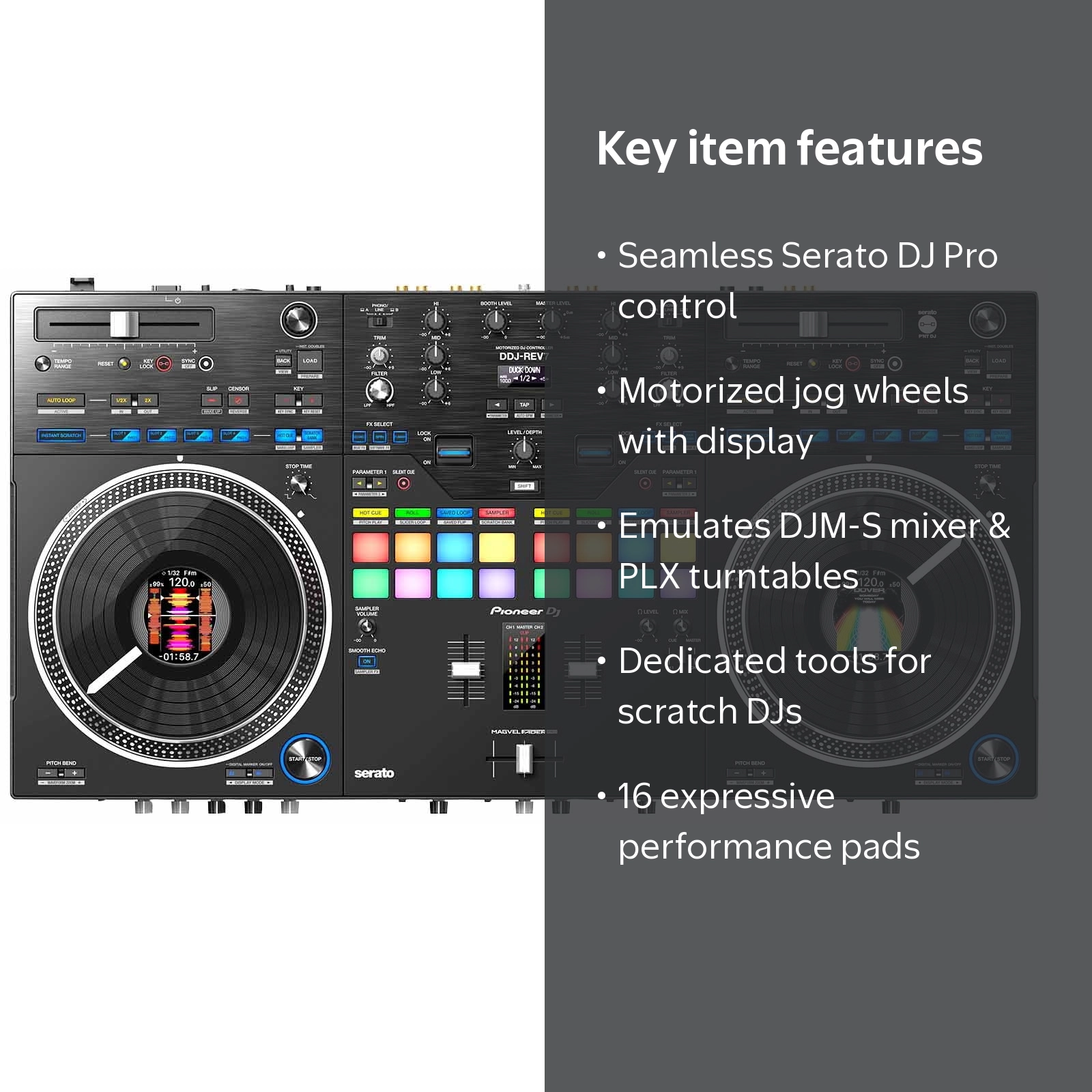 Pioneer DJ, DJ Controller, DDJ-REV7, Serato DJ Pro Compatible