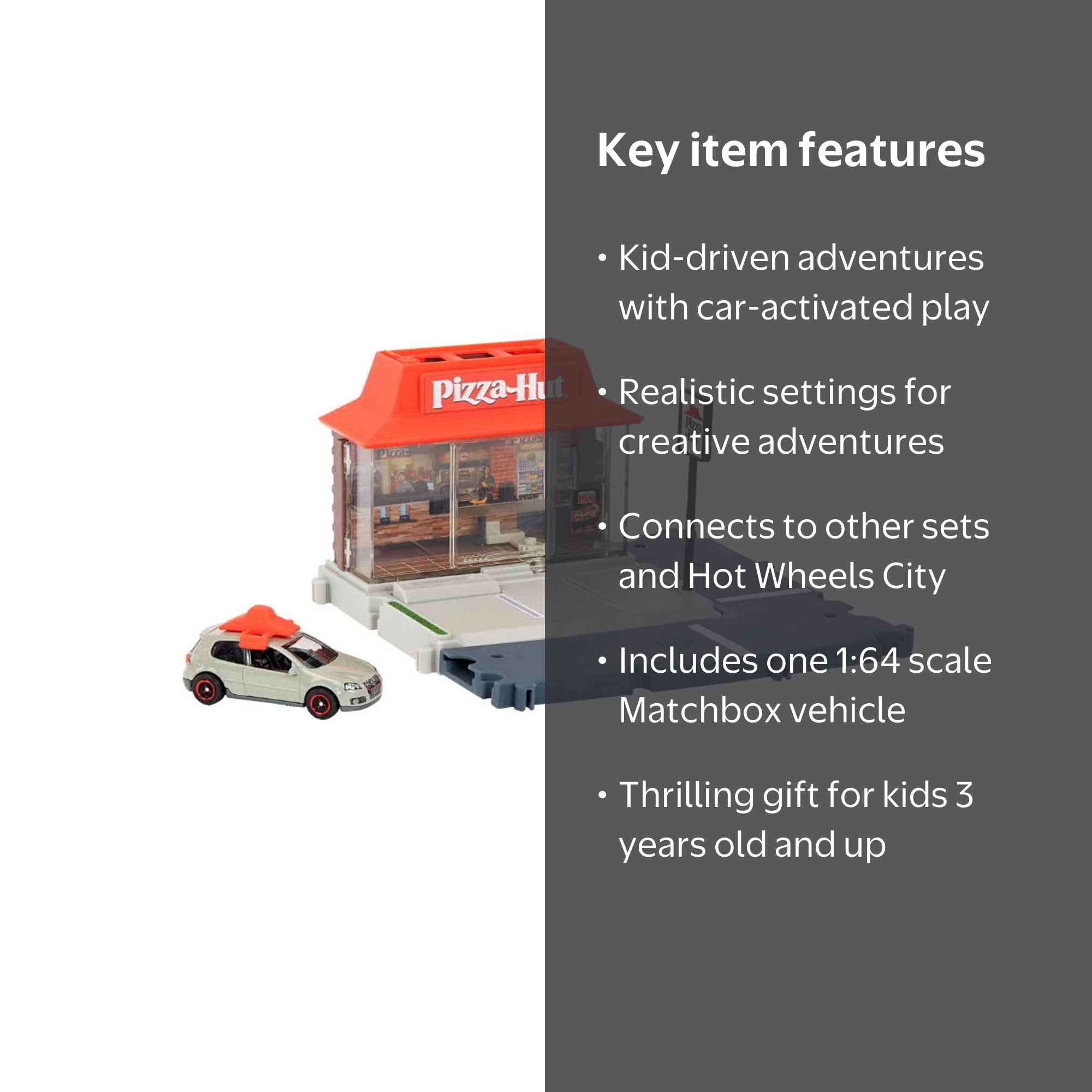 Mattel Matchbox Action Drivers Pizza Hut Playset, Car-Activated