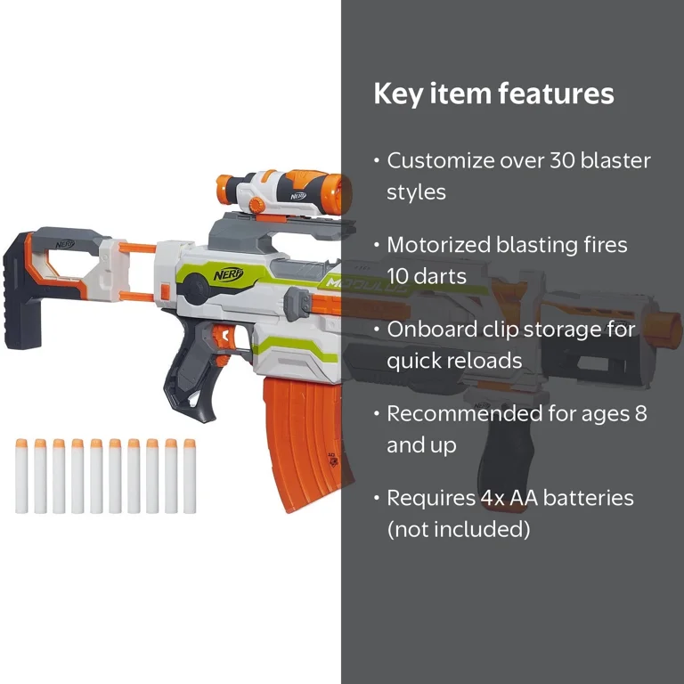 Nerf Modulus ECS-10 Motorized Blaster with Dual Rail Barrel