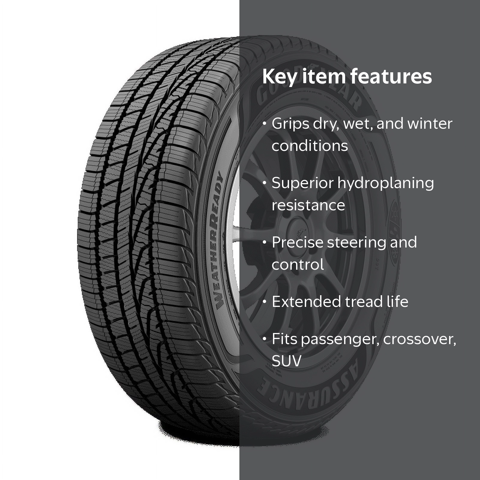 GOOD YEARサマータイヤ225／60R16 98H深溝 Goodyear, All-Season Tire, 225/60R16 98H, WeatherReady - Walmart.com