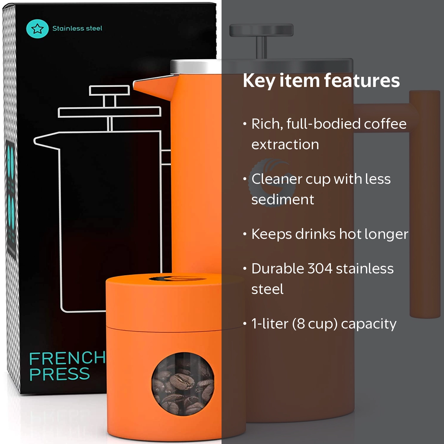 Coffee Gator, French Press Coffee Maker, 1L, Vacuum Stainless