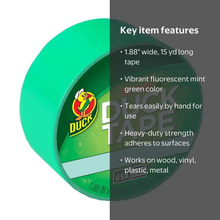 Duck Brand 1.88 in. x 15 yd. Fluorescent Mint Green Colored Duct