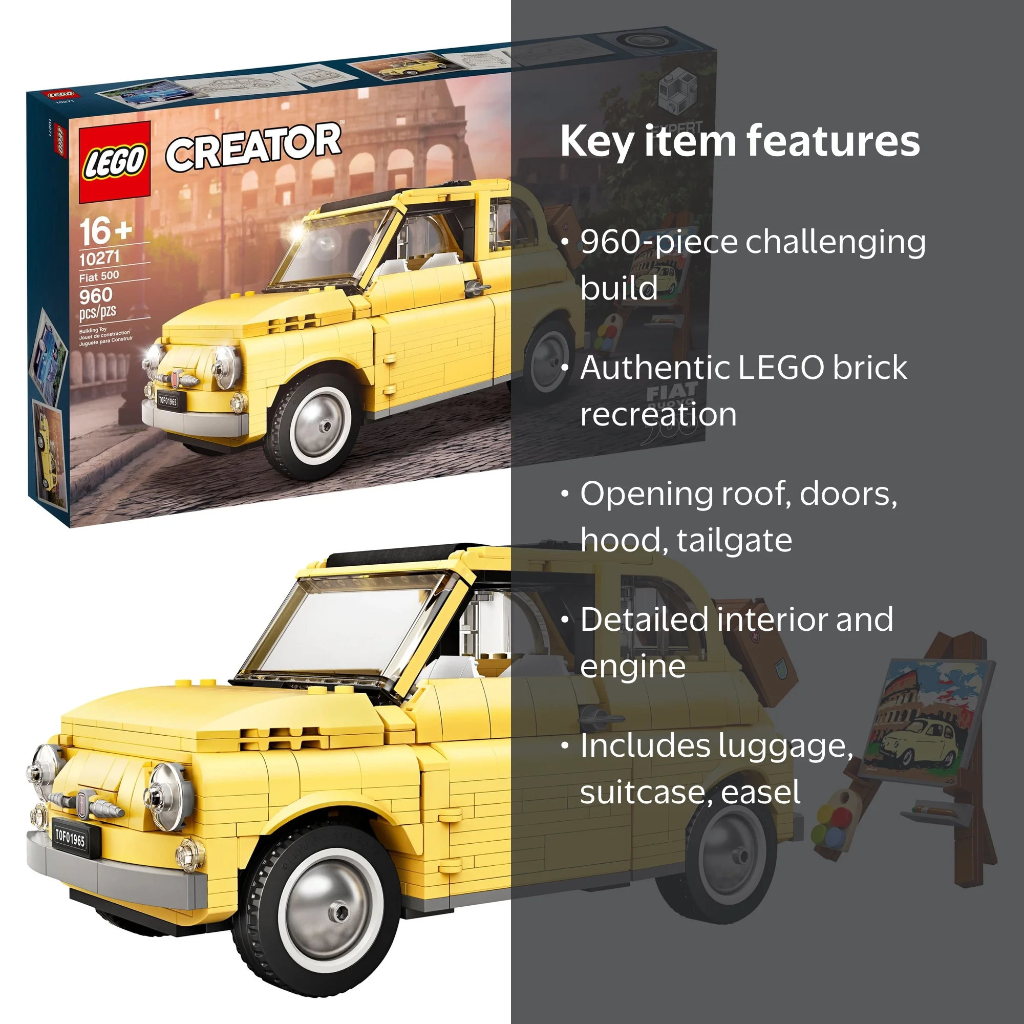 LEGO, Building Set, Creator Expert Fiat 500 10271, Classic Model