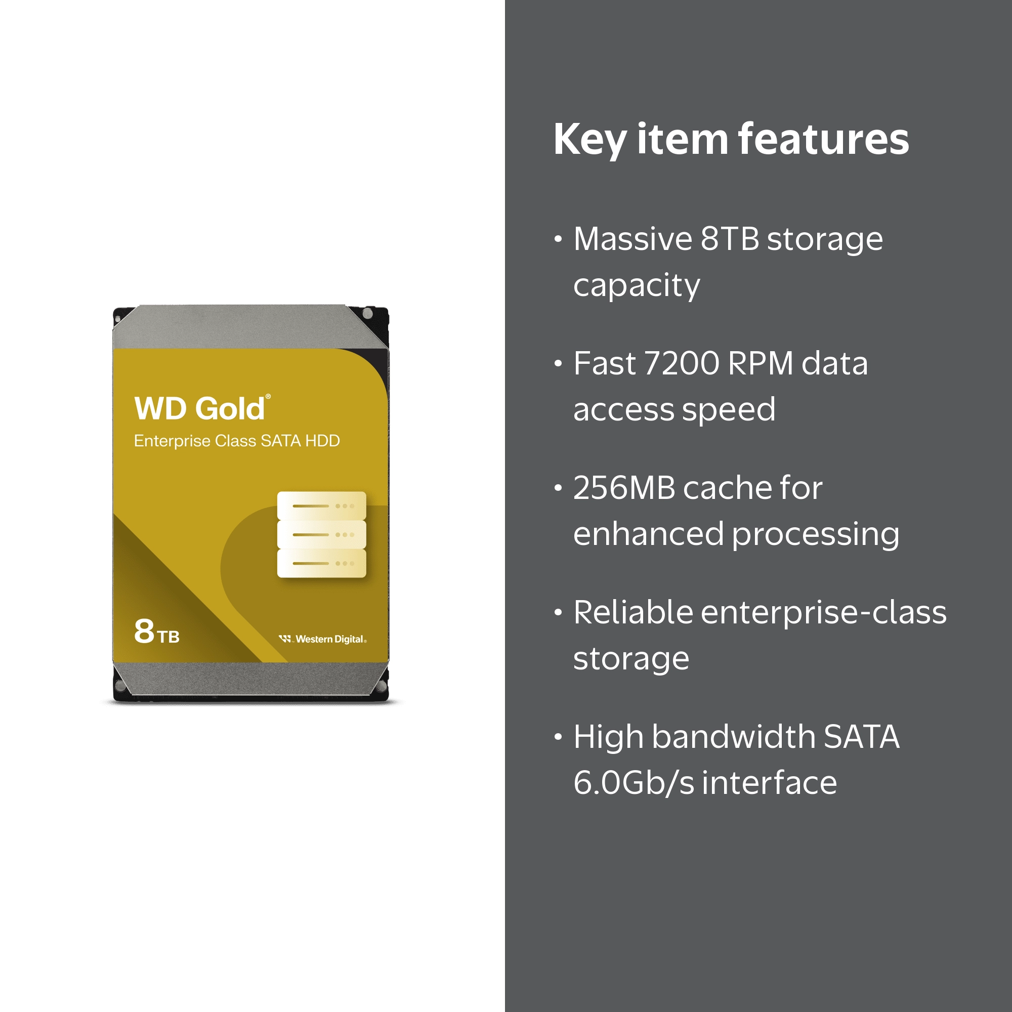 WD Gold WD8005FRYZ 8TB 7200 RPM 256MB Cache SATA 6.0Gb/s 3.5