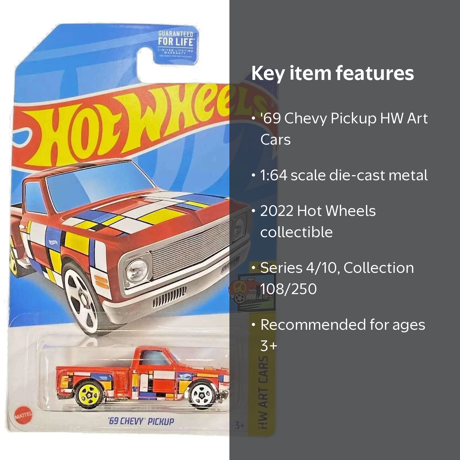 Hot Wheels '69 Chevy Pickup (Red) 2022 HW Art Cars, 1:64 Scale Die