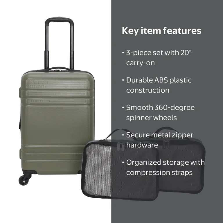 Protege 3-Piece Hardside Luggage Set With 360 Spinner Wheels and
