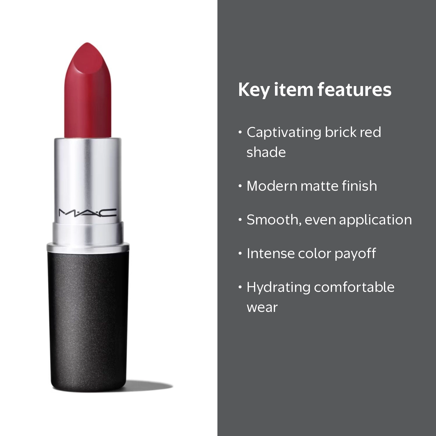 Mac Matte Lipstick D For Danger, Bold Brick Red with Smooth