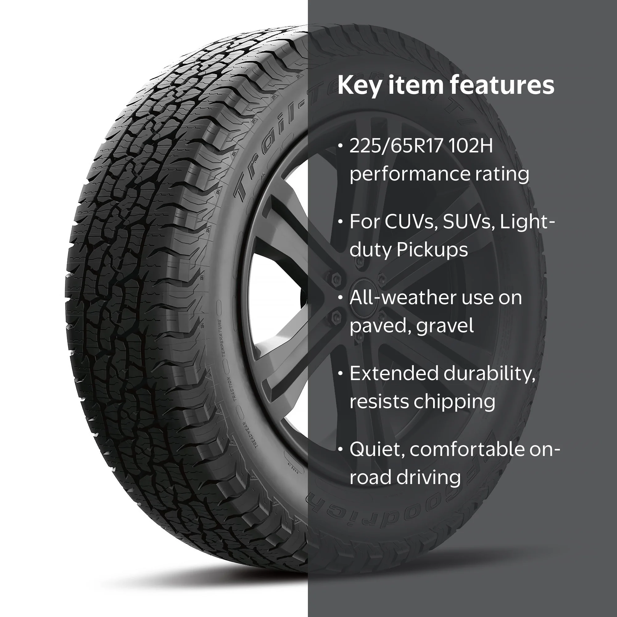 BFG Trail Terrain T/A 225/65R17 102H - Walmart.com