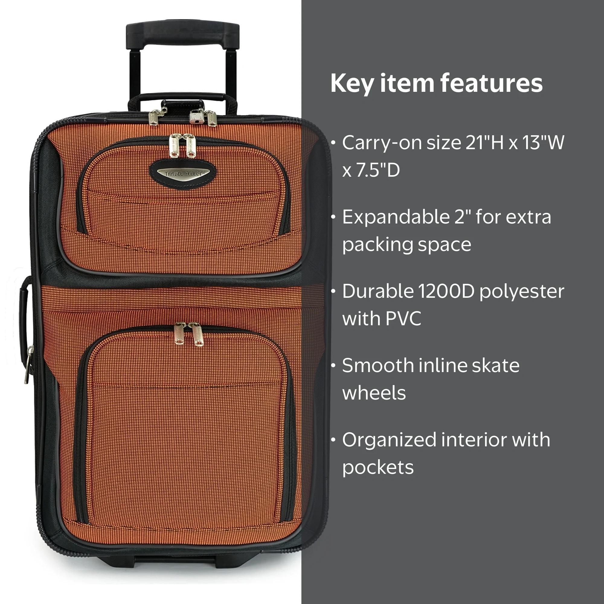 Travel Select, Carry-On, Softside Expandable Luggage, 21 inch