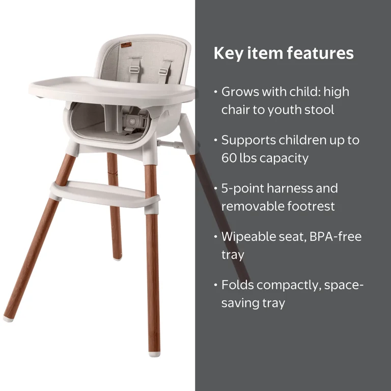 Chicco Zest LE 4-in-1 High Chair, Seat Pad, BPA-Free Tray, Chai