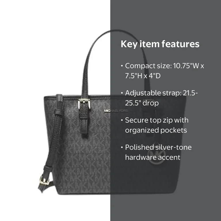 jet set travel extra-small logo top-zip tote bag black Michael Kors This compact yet practical tote is designed for the modern woman on the go Michael Michael Kors XS Carry