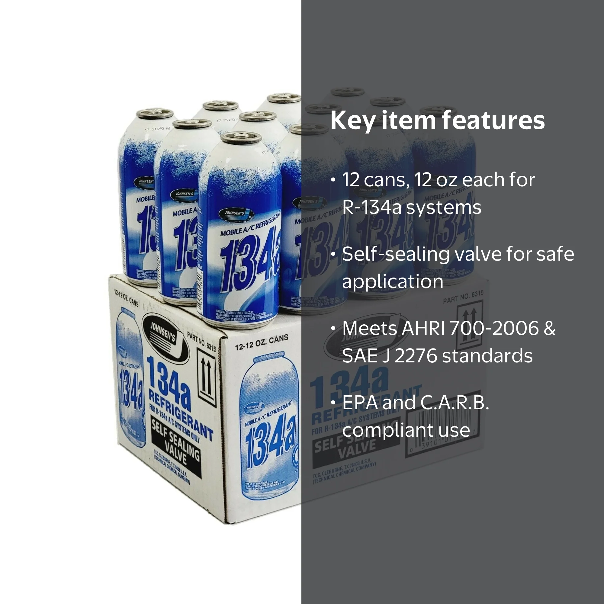 Johnsen's R-134a Automotive A/C Refrigerant, 12 oz. (Pack of 12