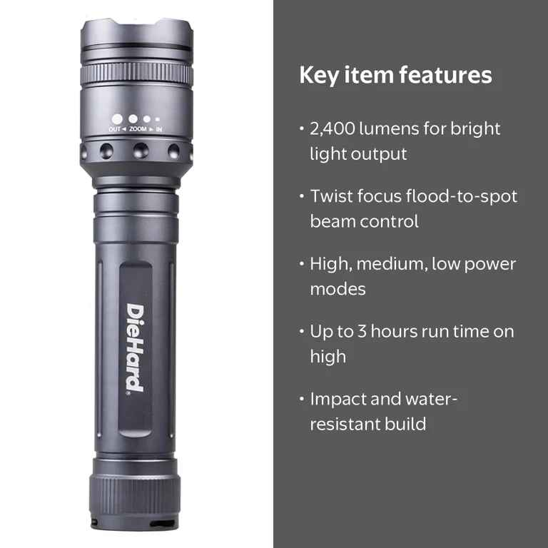 DieHard 41-6124 2,400-Lumen Twist Focus Flashlight - Walmart.com