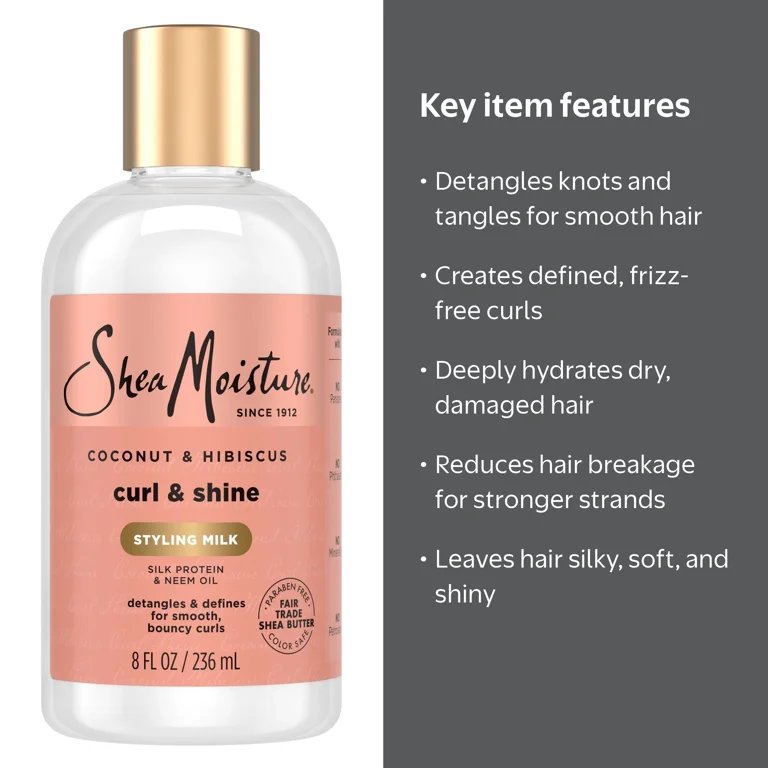SheaMoisture Curl & Style Milk Coconut & Hibiscus 8 oz, Frizz