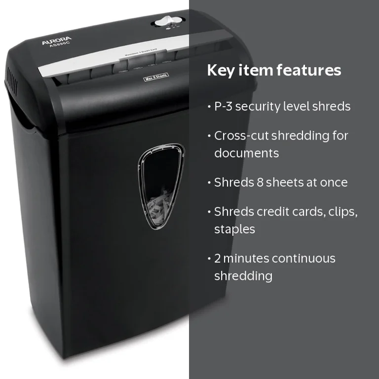 Aurora 8-Sheet Cross-Cut Paper Shredder, Black, New - Walmart.com