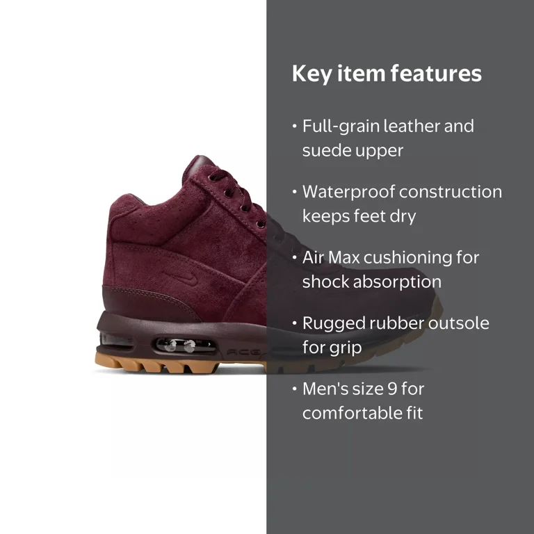 Nike Air Max Goadome Men's Deep Burgundy Suede Boots, Waterproof