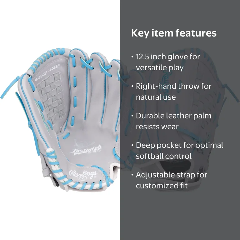 Rawlings 軟式グローブ 12.5インチ Rawlings Fastpitch Glove Gray/Blue | Right Hand Throw | 12.5