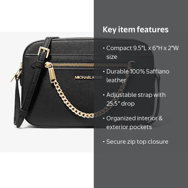 Michael Kors Women's Black Saffiano Leather Chain Crossbody Bag
