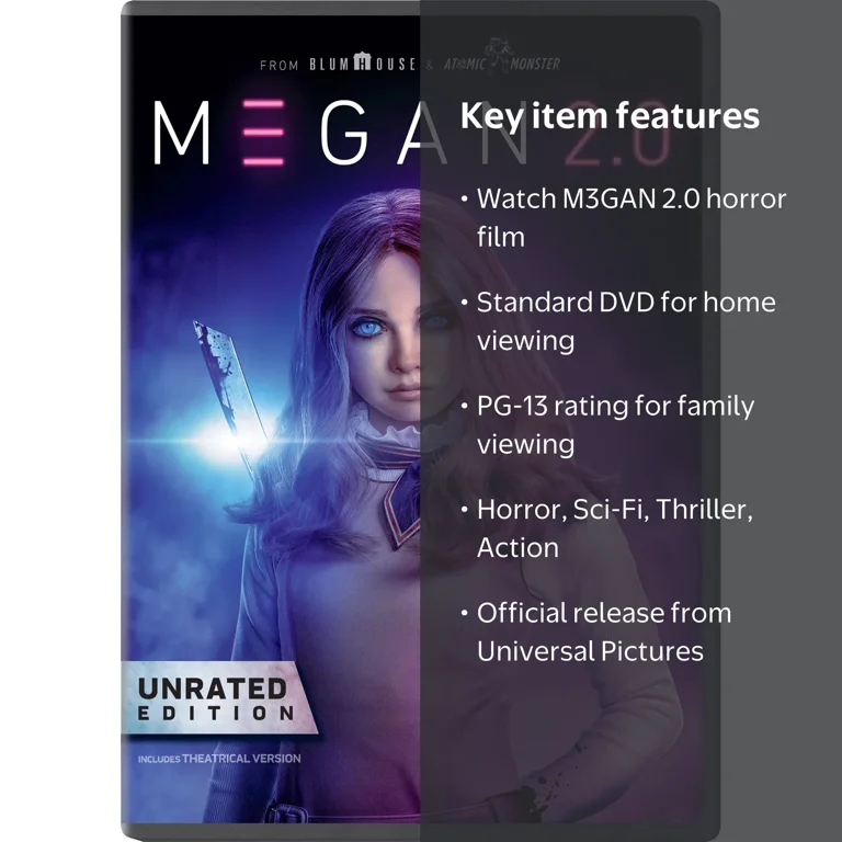 SDS, M3GAN 2.0 DVD, Horror Sci-Fi Action, Rated PG-13, Universal