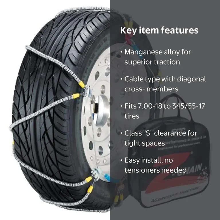 Security Chain Z-583 Winter Tractor Cable Tire Chains, 2pk