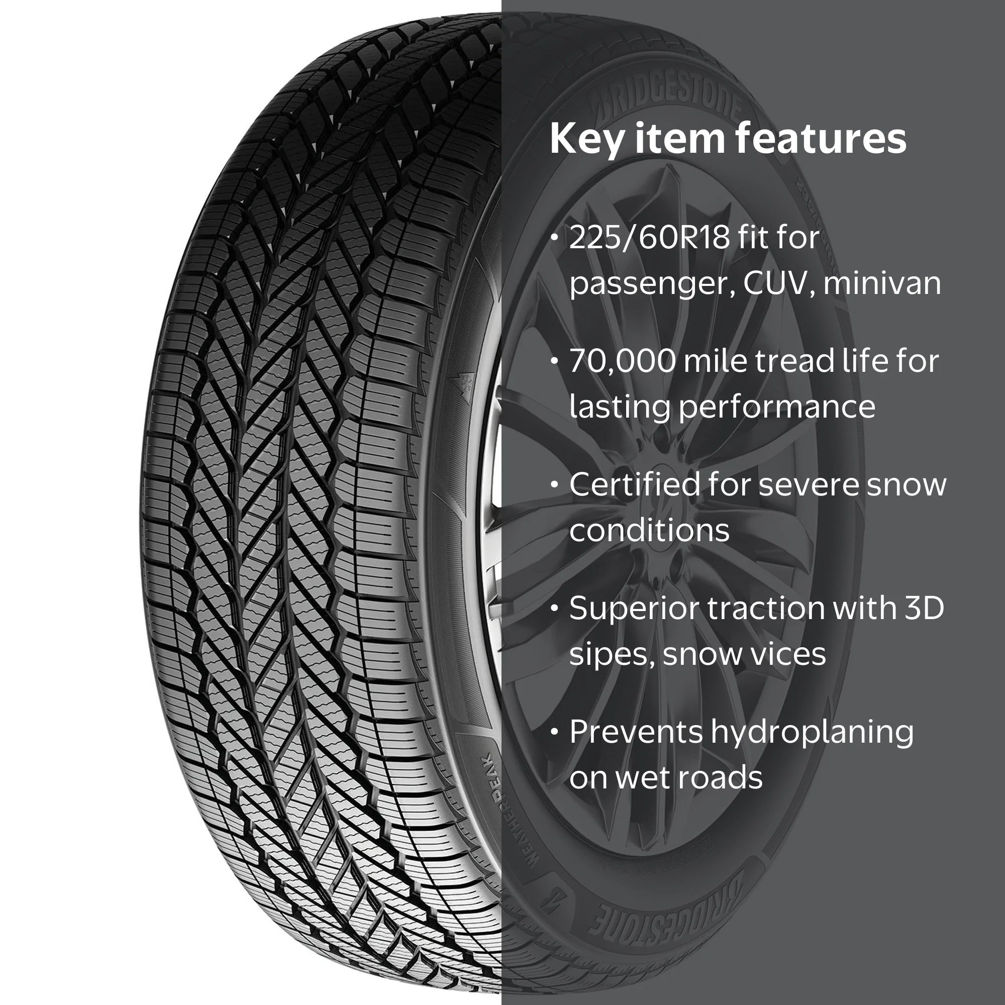 tottoko Bridgestone Weatherpeak All Weather 225/60R18 100H Passenger Tire