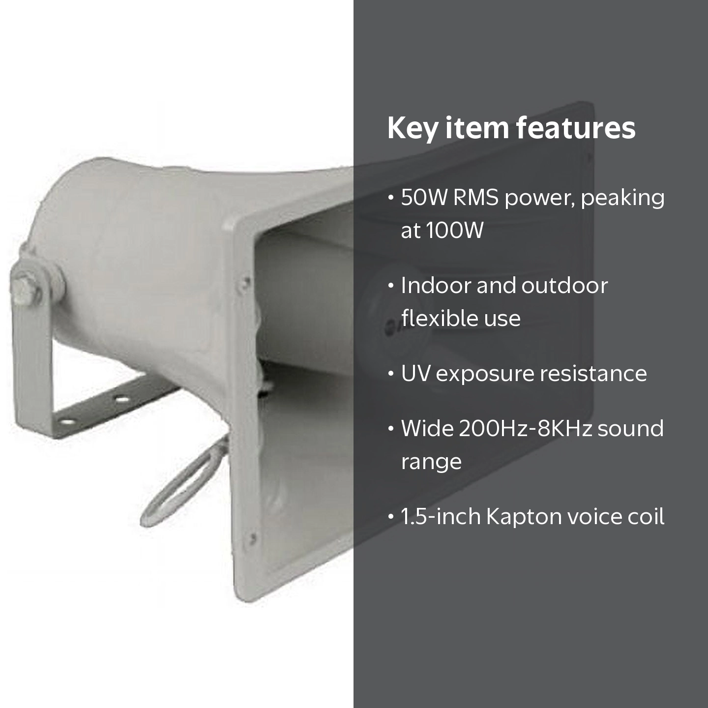 Nippon America, PA Power Horn Speaker, 50W RMS, Indoor outdoor use