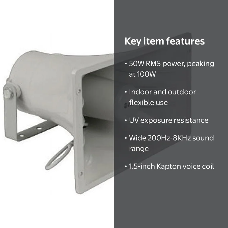 Nippon America, PA Power Horn Speaker, 50W RMS, Indoor outdoor use