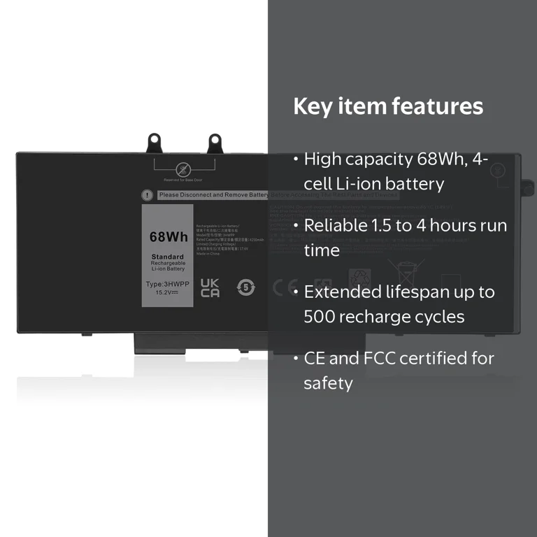 Huajiang Tech, Laptop Battery Replacement, 15.2V 68Wh, 4-cell