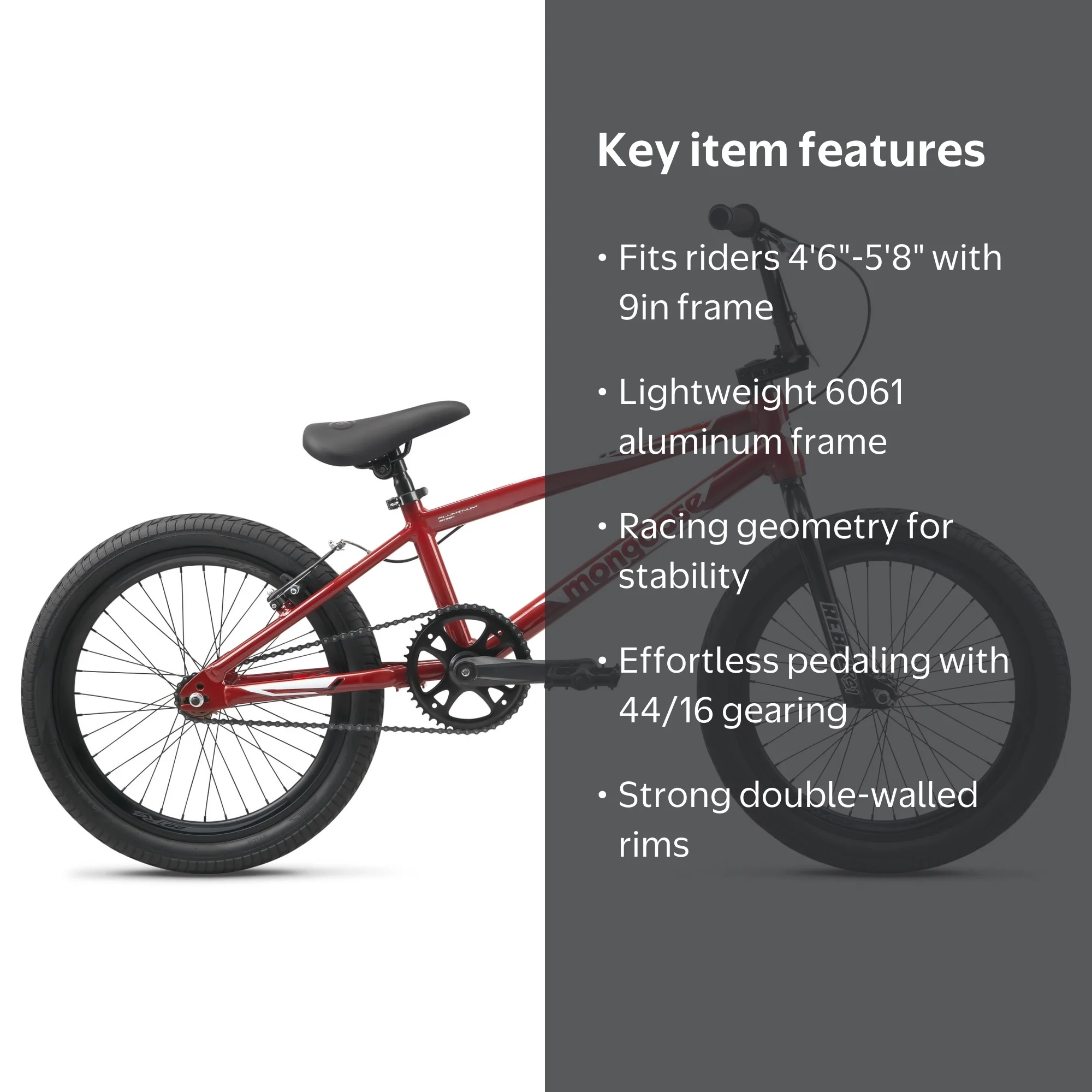 Mongoose Rebel RS1 Kids BMX Bike, 20-in. Wheels, Kids Ages 7-13