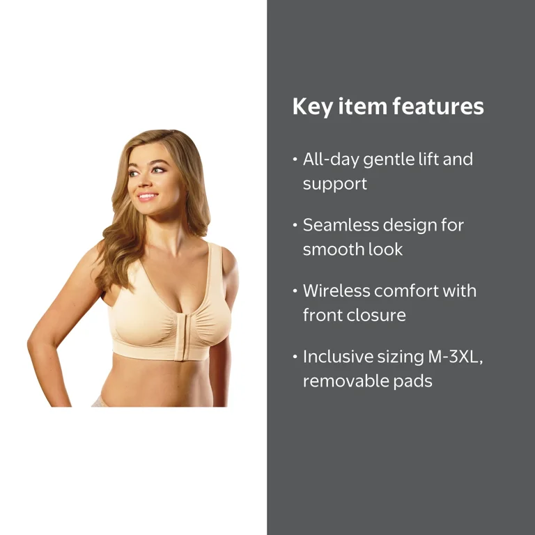 ACA Miracle Bamboo Comfort Bra, Padded, Wireless, Front Closure