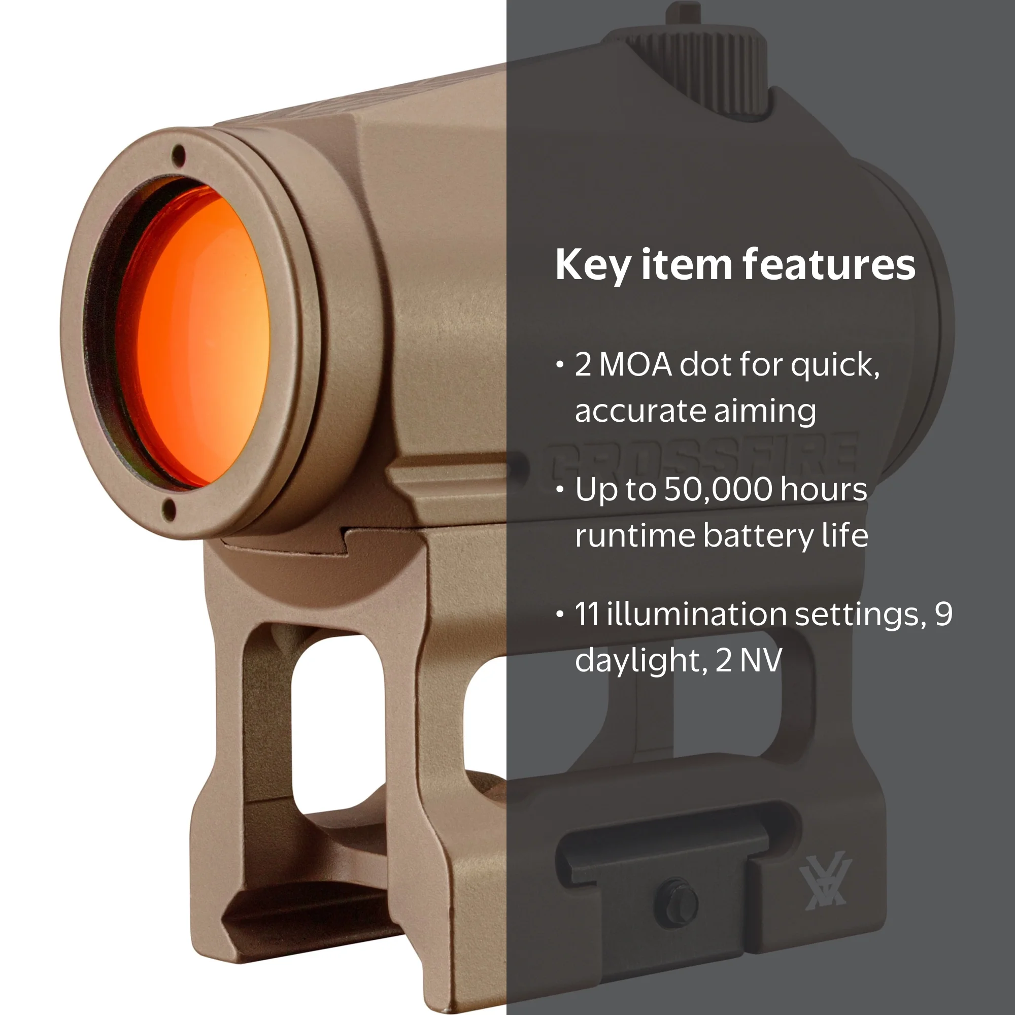 Vortex, Red Dot Sight, Crossfire Gen II, 2 MOA, Tan - Walmart.com