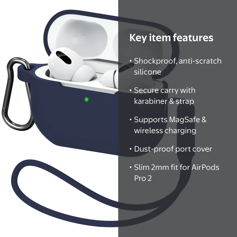Mateprox AirPods Pro 2 Case, Midnight Blue Silicone Cover with