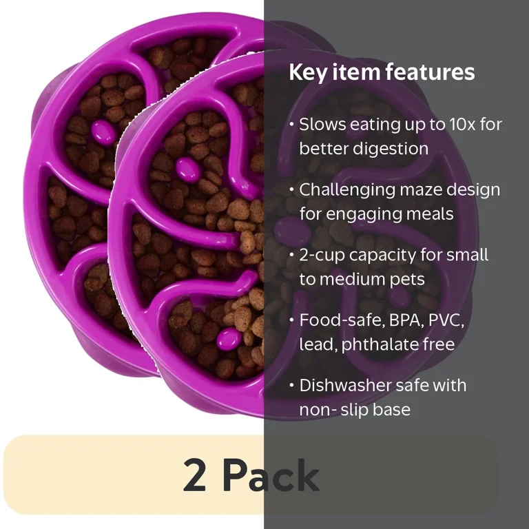 2 pack) Outward Hound Fun Feeder Slo Bowl – Medium 2‑Cup Capacity