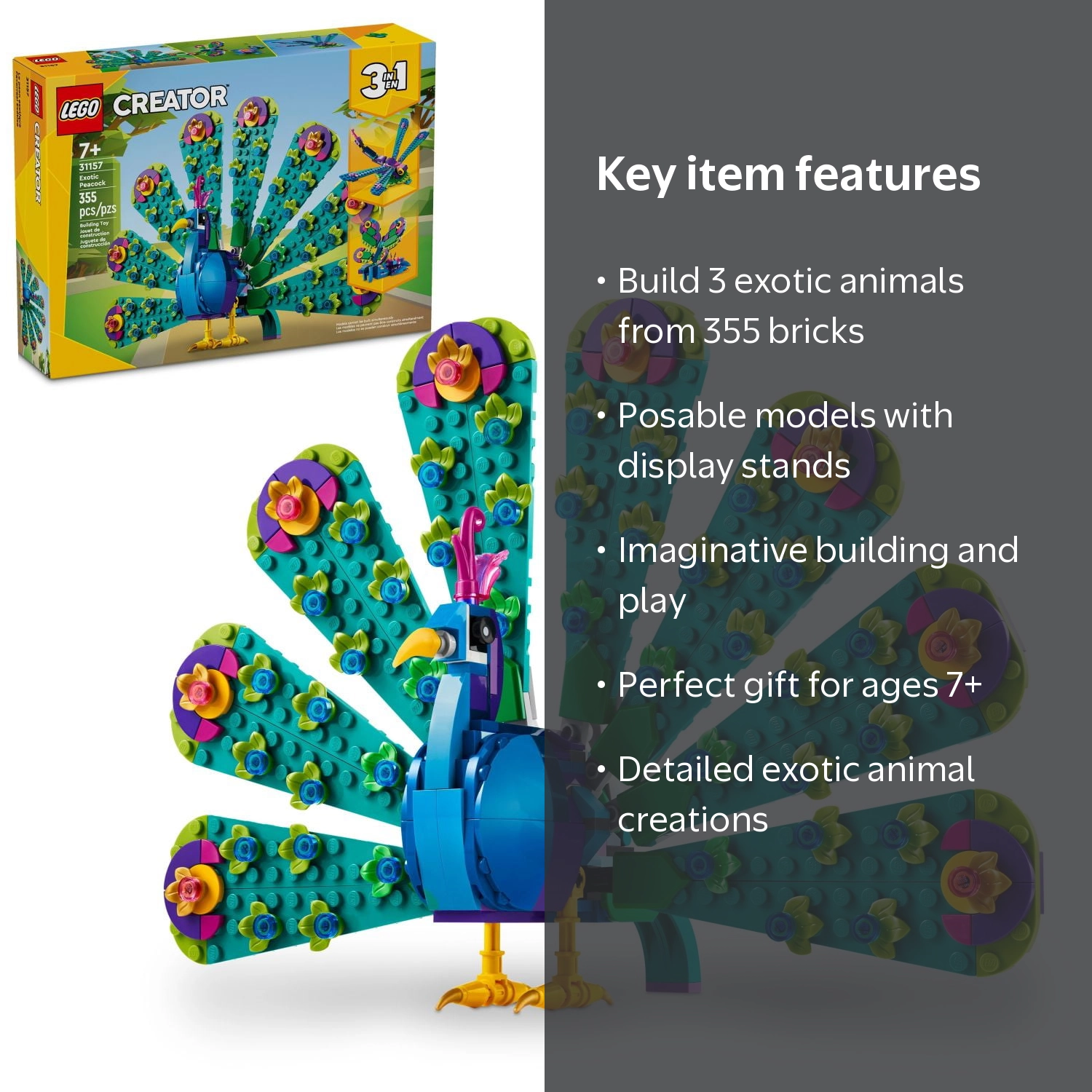 その他 THE FACE 2020 May LEGO, Creator 3 in 1 Exotic Peacock Toy, 31157, 355 Pieces